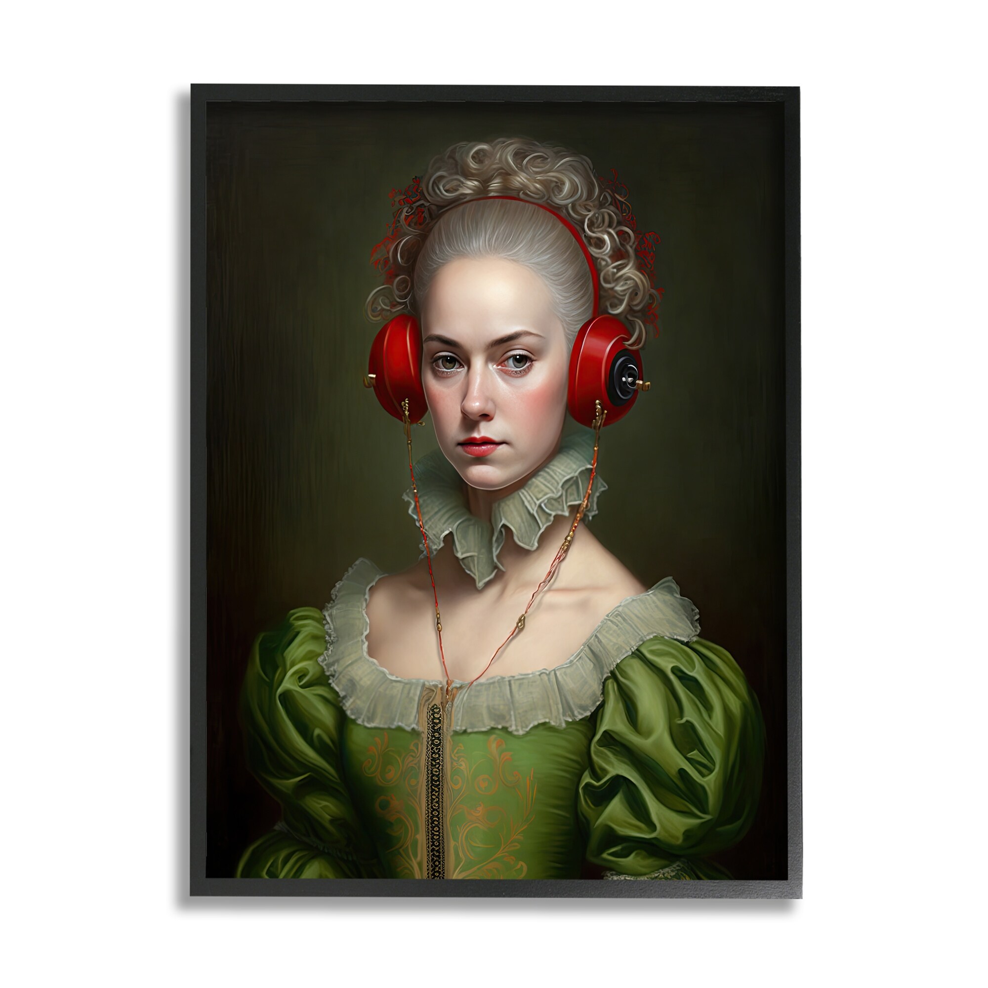 Stupell Classic Portrait with Headphones Framed Giclee Art Design by Birch&Ink