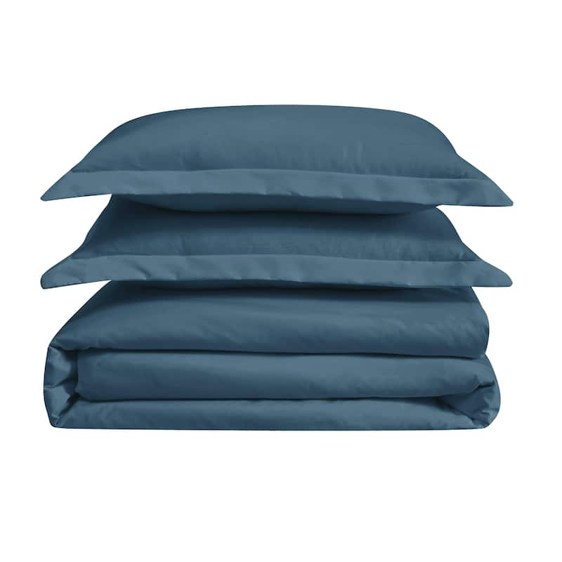 Cannon Heritage Solid 3 Piece Duvet Cover Set - Dark Blue - Twin - Twin XL