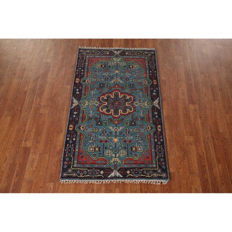 Blue Heriz Serapi Oriental Accent Rug Wool Carpet - 2'11"x 4'11"