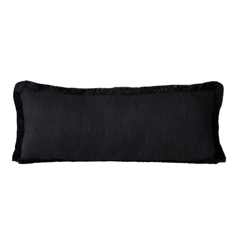 Sevita Solid Cotton Fringe Throw Pillow - 14" x 36" - Polyester - Jet Black