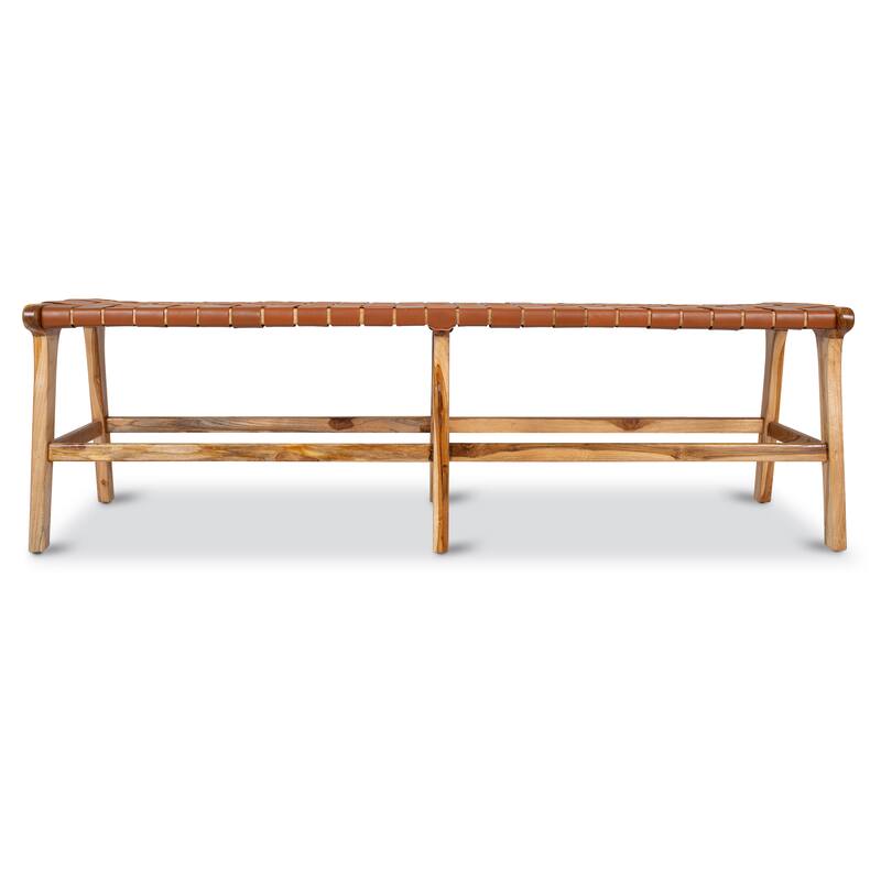 Poly and Bark Banda Teak & Leather Bench On Sale Bed Bath & Beyond