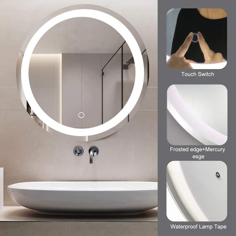 Extra Large LED Lighted Bathroom Mirror Wall Anti-Fog Dimming Led Vanity 48x 36 Inch