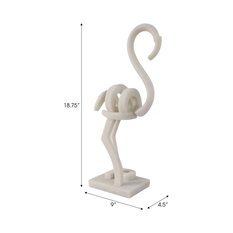 Resin Flamingo Sculpture Modern Abstract Figurine - 19" White - 9" x 4.5" x 18.75"