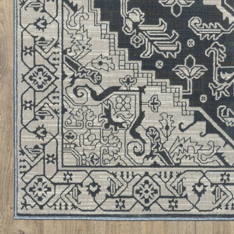 Style Haven Ingram Two-Tone Medallion Blue/ Grey Area Rug