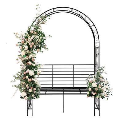 79.5” High Black Metal Garden Trellis for Roses Climbing Flowers Vines and Outdoor Gardens - 53.4” x 23” x 79.5”