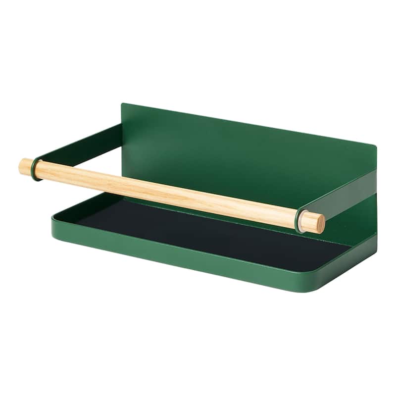 Yamazaki Home Magnetic Storage Caddy, Steel and Wood, Holds 3.3 lbs - L 5.12 x W 10.83 x H 3.35 inches