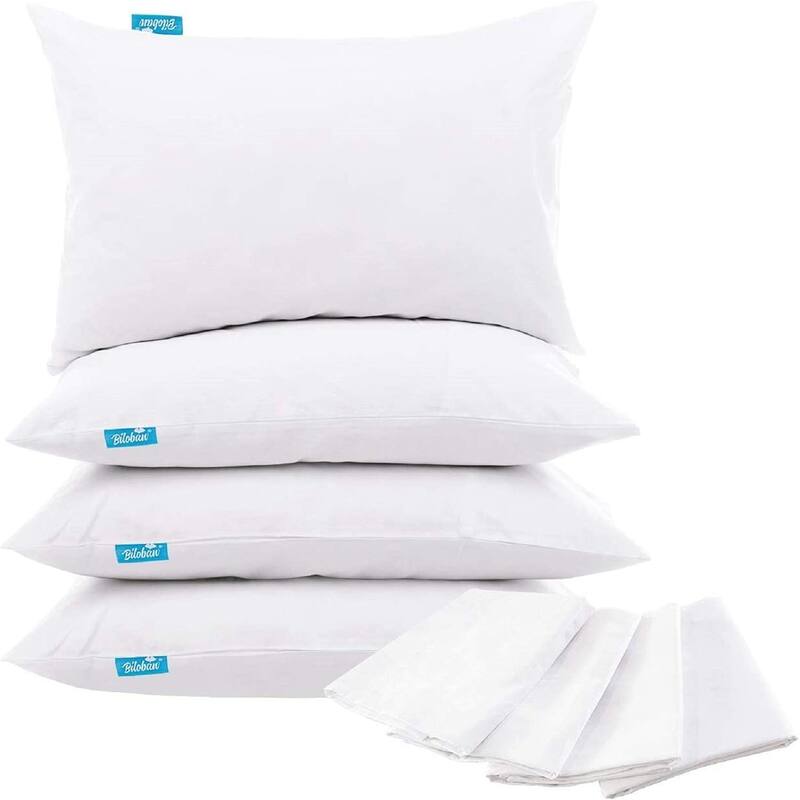 4 Pack Waterproof Pillow Protectors with Zipper by Biloban - White - On ...