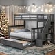 preview thumbnail 34 of 46, Twin-over-Full Bunk Bed with Twin size Trundle, Storage and Guard Rail for Bedroom, Dorm, for Adults