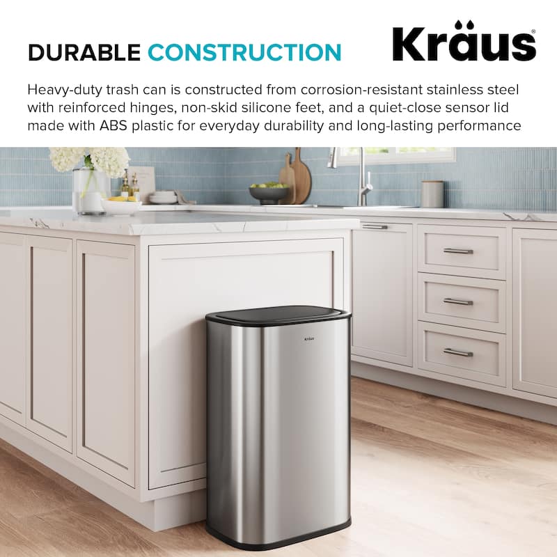 KRAUS WasteGuard 14.5 Gal 55 Liter Motion Sensor Kitchen Trash Can