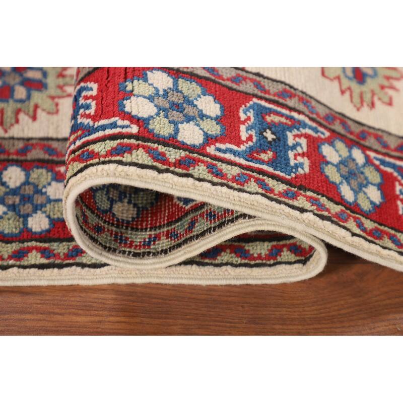 Ivory Kazak Accent Rug Hand-Knotted Wool Carpet - 2'9" x 4'0"