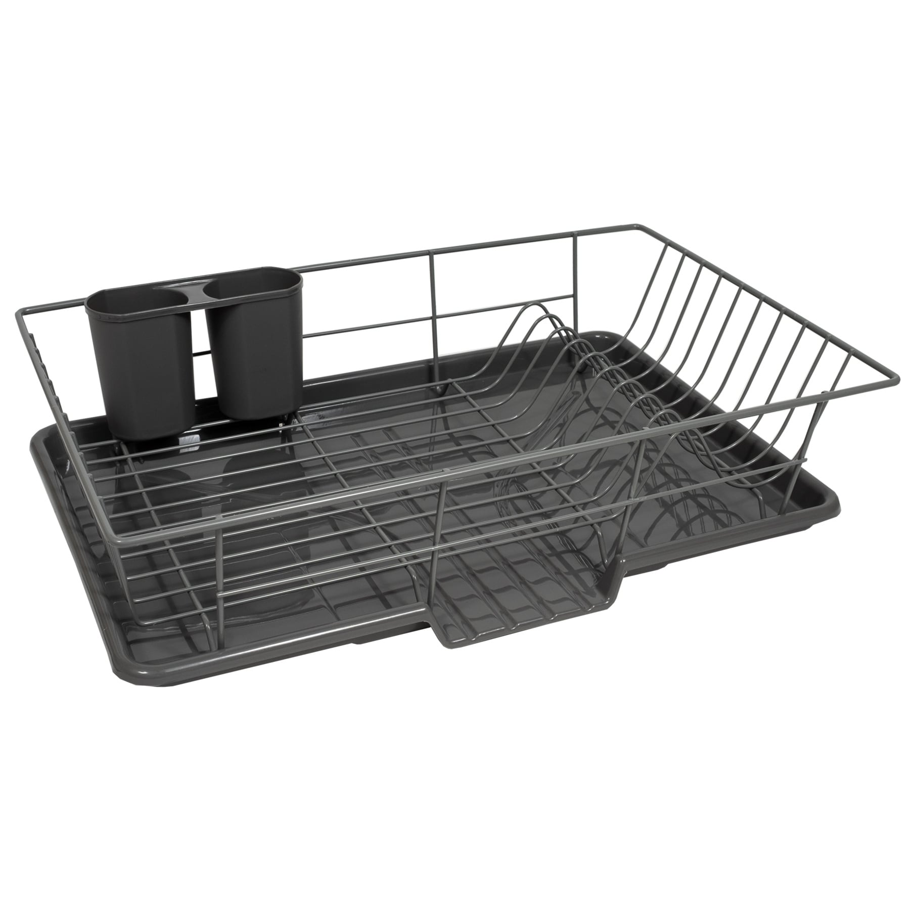 Home Basics 3 Piece Vinyl Coated Steel Dish Drainer with Drip Tray