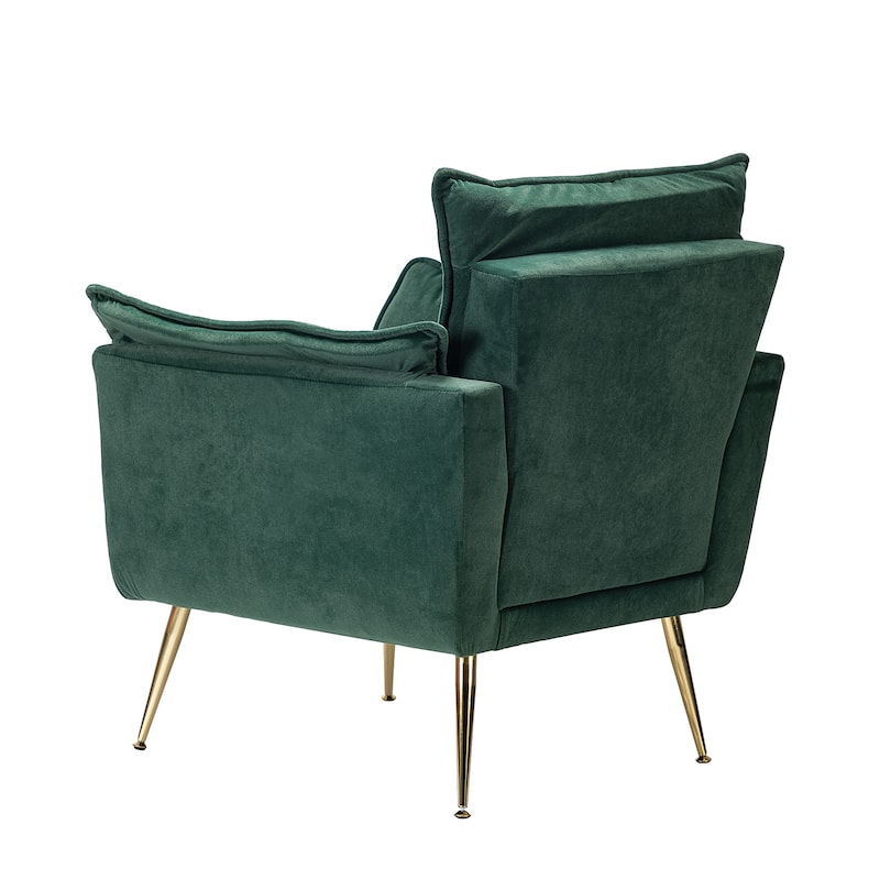 1ida Modern Velvet Tufted Padded Cushion Armchair with Golden Metal Legs by HULALA HOME