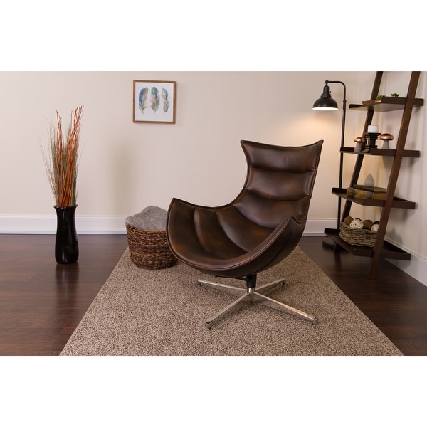 LeatherSoft Swivel Cocoon Chair