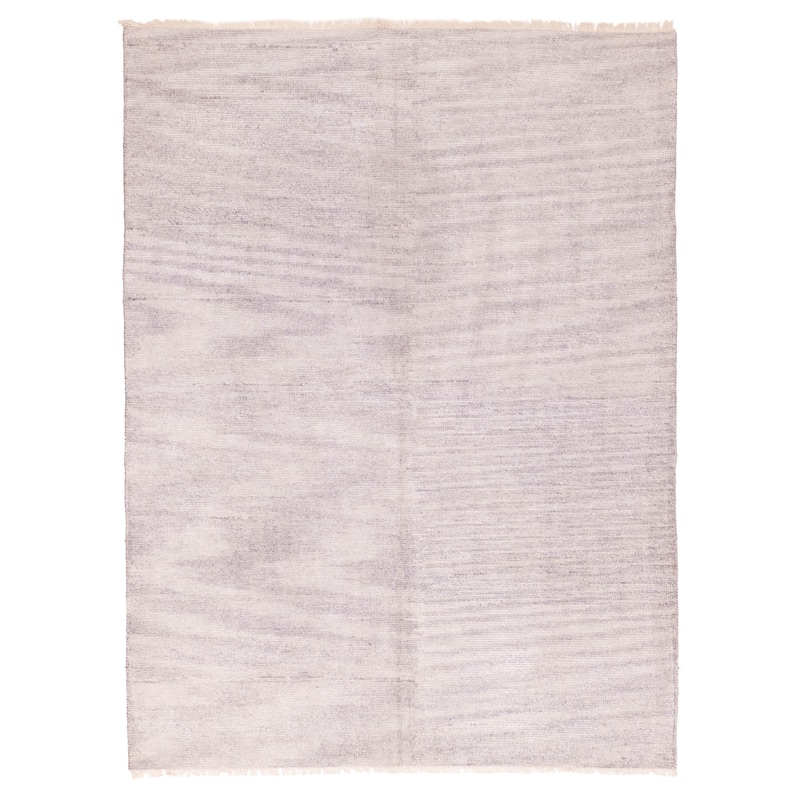 ECARPETGALLERY Hand-knotted Loreto Light Grey Silk Rug - 6'3 x 8'4