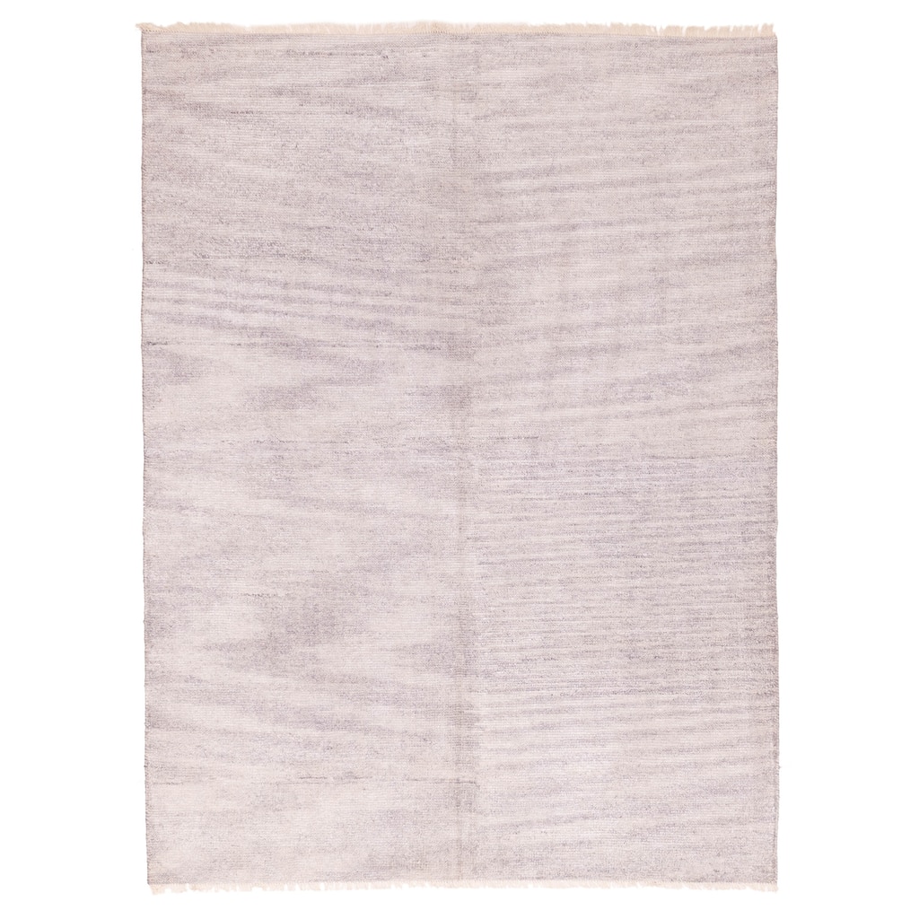 ECARPETGALLERY Hand-knotted Loreto Light Grey Silk Rug - 6'3 x 8'4