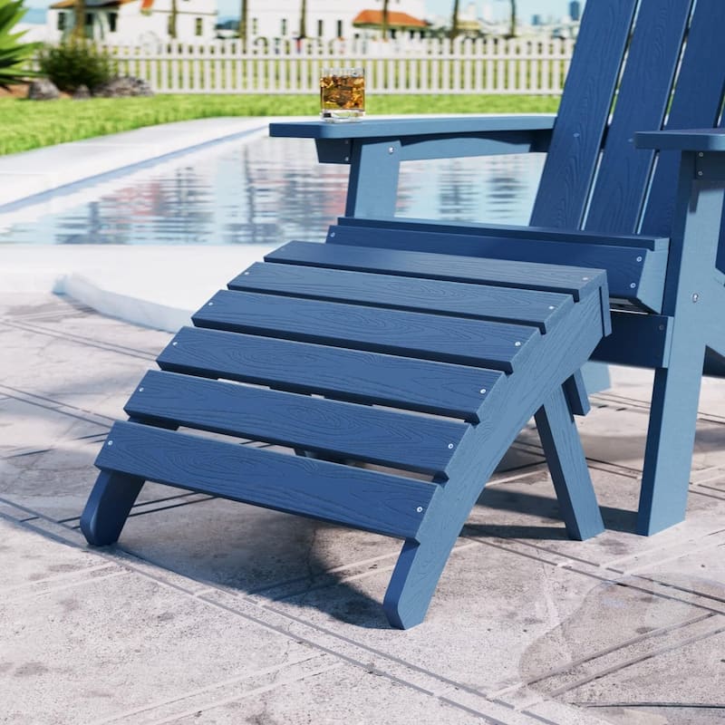 WINSOON All Weather HIPS Outdoor Folding Ottoman Adirondack Chair Footrest Set Of 2