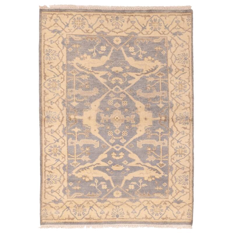 ECARPETGALLERY Hand-knotted Royal Oushak Light Denim Blue Wool Rug - 4'3 x 6'0