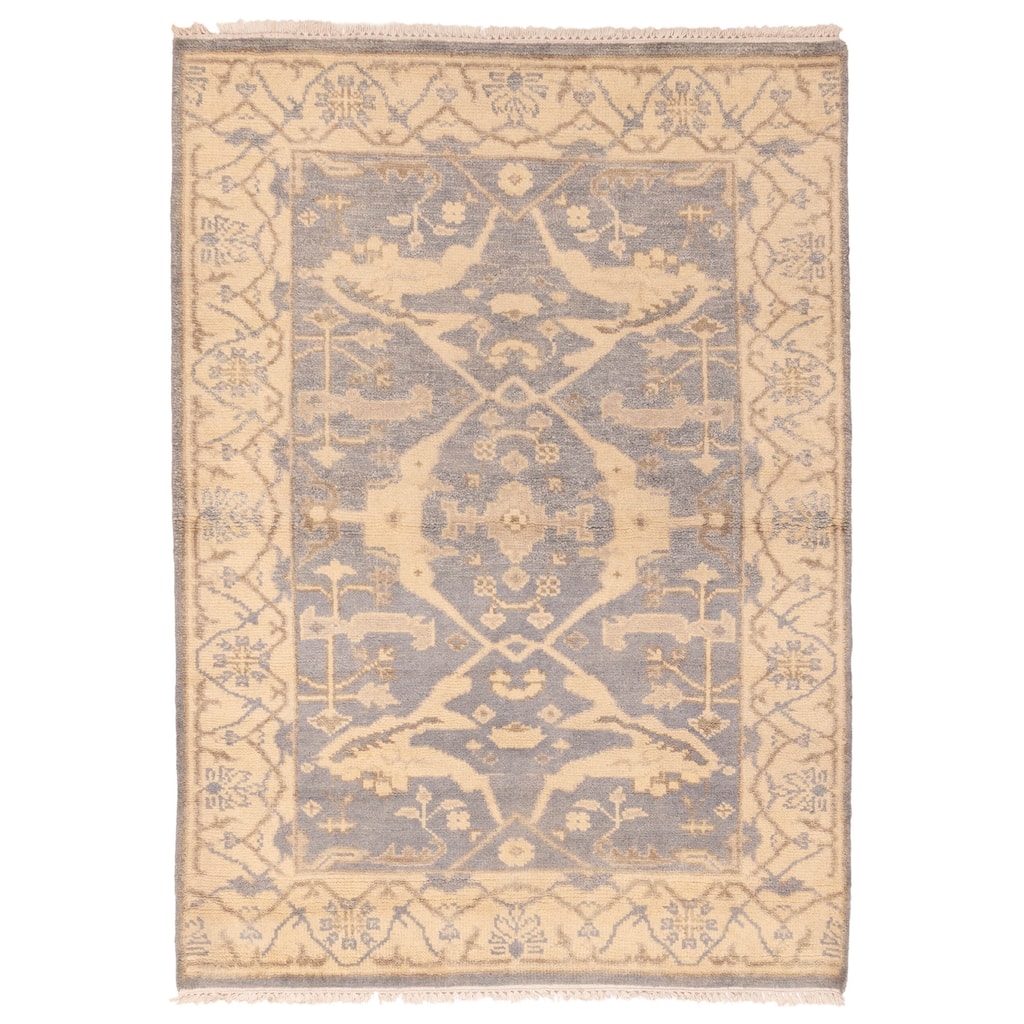 ECARPETGALLERY Hand-knotted Royal Oushak Light Denim Blue Wool Rug - 4'3 x 6'0