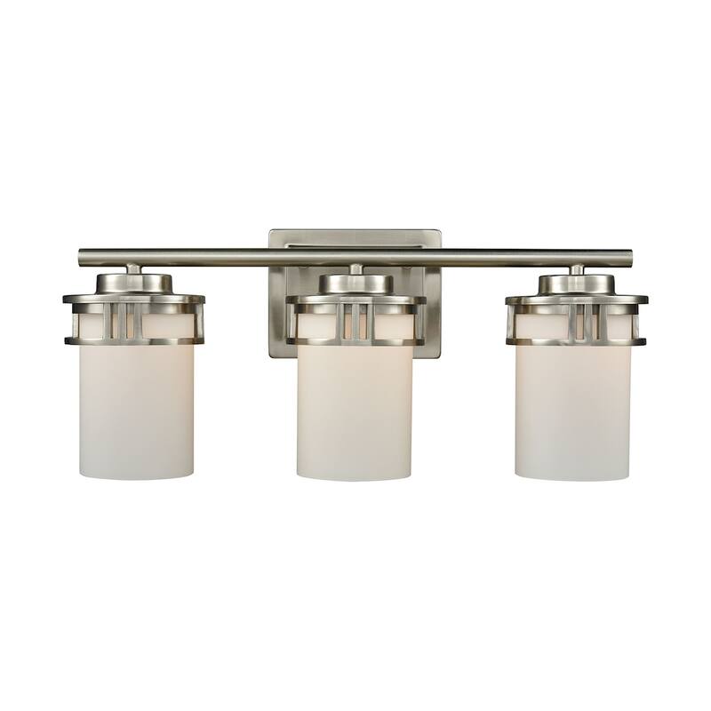 Elk Home Ravendale Nickel With White Glass 3 Light Vanity Light