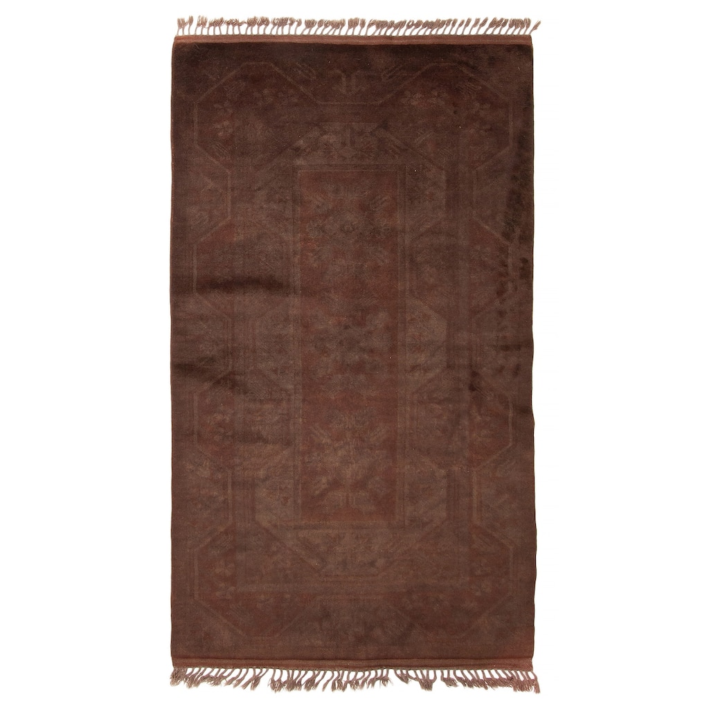 ECARPETGALLERY Hand-knotted Color Transition Taupe Wool Rug - 3'11 x 6'11