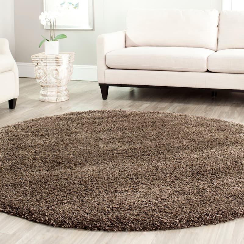 SAFAVIEH California Premium Shag Izat 2-inch Thick Area Rug - 6'7" Round - Mushroom