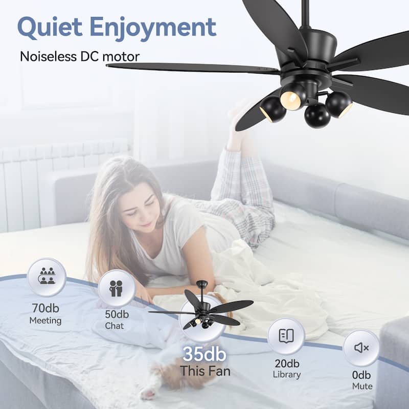 52" Wood 5-Blade Fandelier Ceiling Fan with Remote and Light