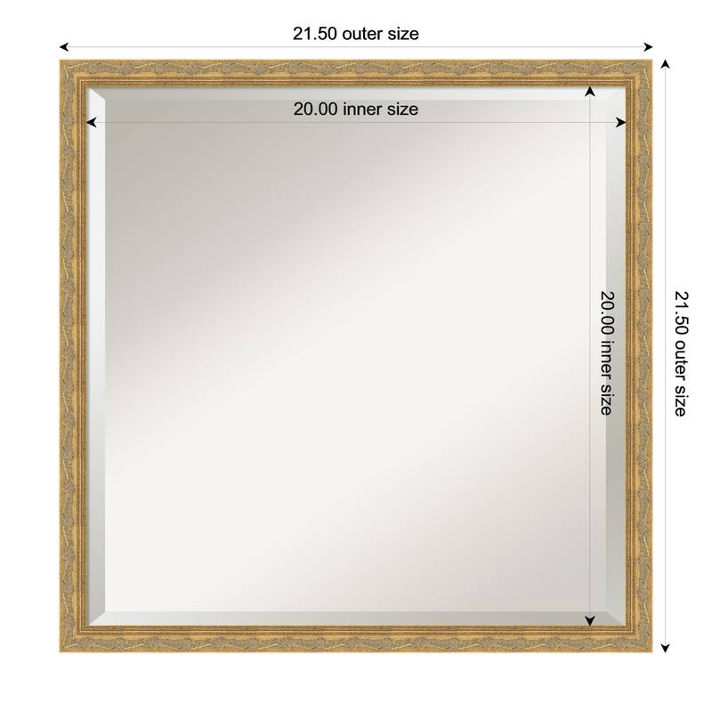 Mila Beveled Wood Framed Bathroom Vanity Wall Mirror - 22 x 22 in - Mila Dark Gold