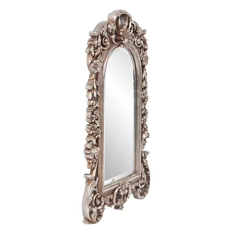 Allan Andrews Arched Wall & Accent Mirror with Intricate Ornate Frame - Silver - 22" H x 14" W