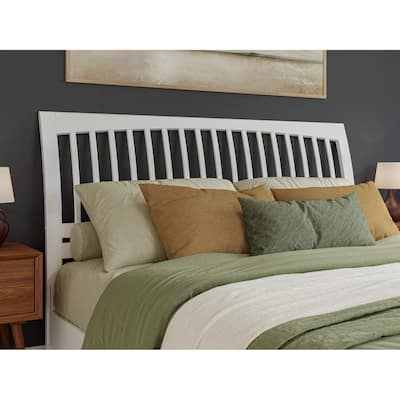 King Sleigh Bed Headboard - Solid Wood Slat Headboard - White Finish - Bedroom Decor Upgrade