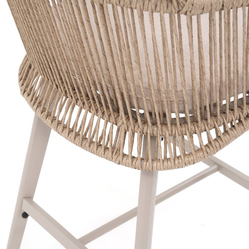 Outdoor 2-Piece Arm Barstool Chairs with Cushions