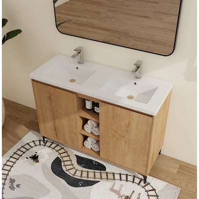 Malwee 48" FreeStanding Bathroom Vanity, Floor Stand Bathroom Vanity with Resin Sink,Soft Close Door,Adjustable Shelf