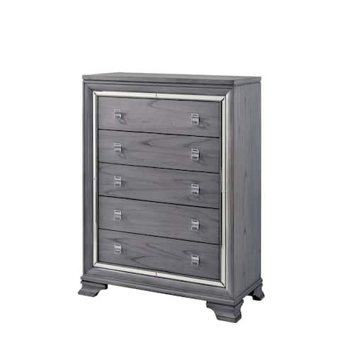 Furniture of America Taia Farmhouse Grey Solid Wood 5-drawer Chest