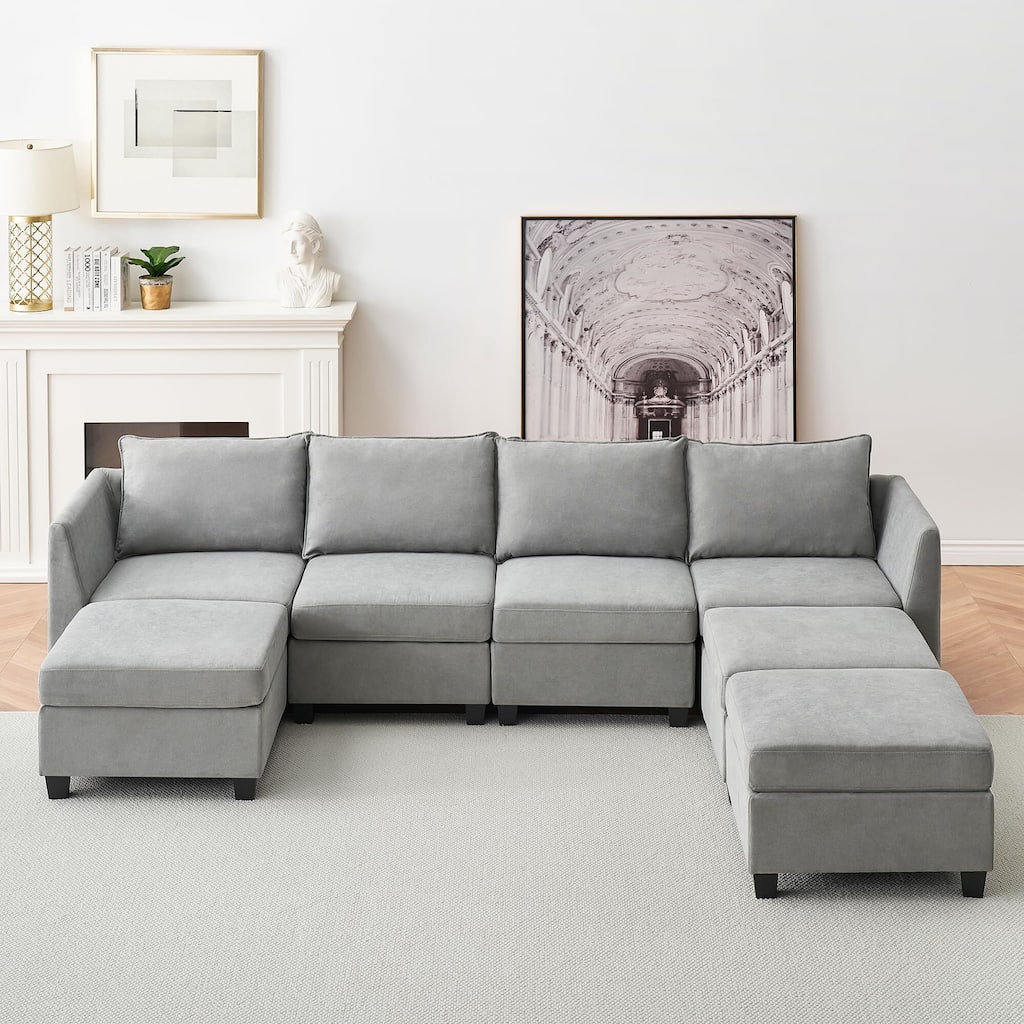 Sectional Sofa with Storage Seats