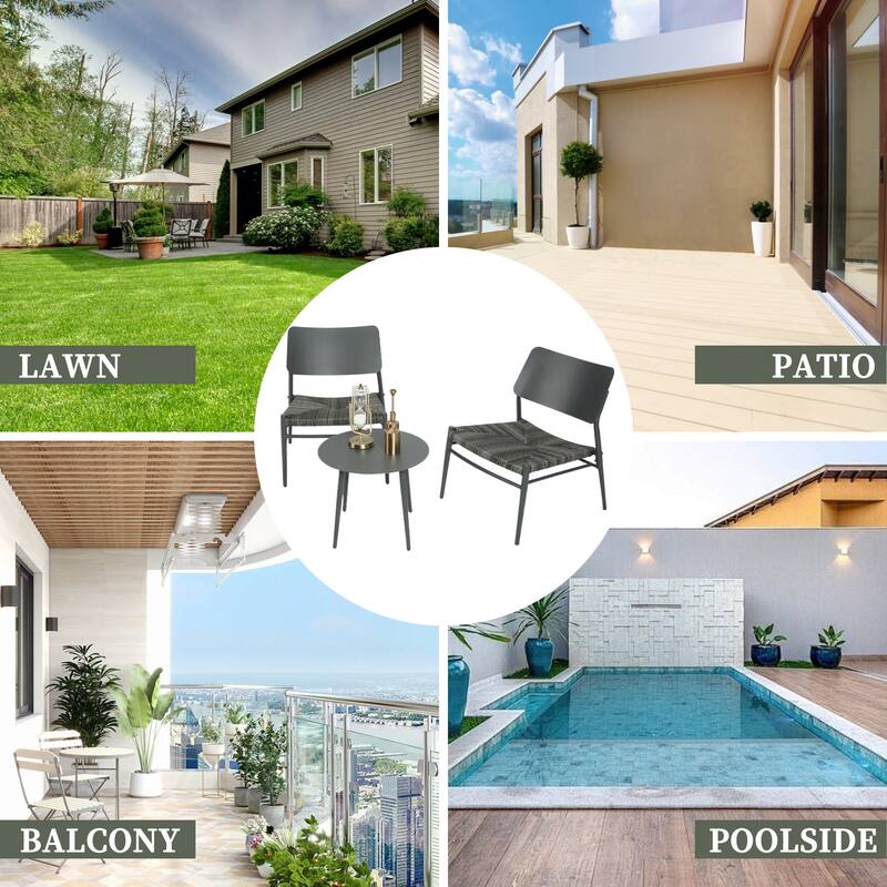 HOMEFUN Outdoor 3-Piece Aluminum Rattan Dining Sets
