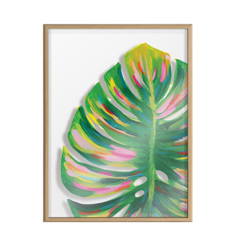 Kate and Laurel Blake Monstera Framed Printed Glass by Jessi Raulet