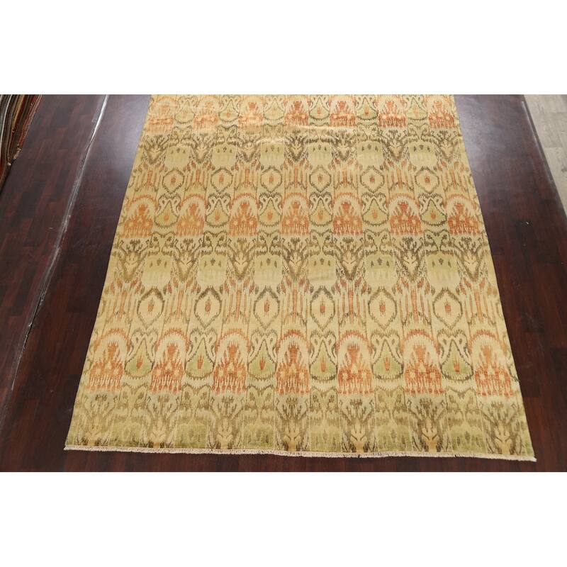 All-over Ikats Oriental Living Room Area Rug Wool Hand-knotted Carpet - 8'10" x 11'10"