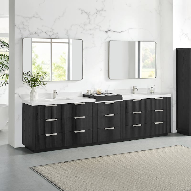 Santarem Double Vanity with Pure White Quartz Stone Top without Mirror