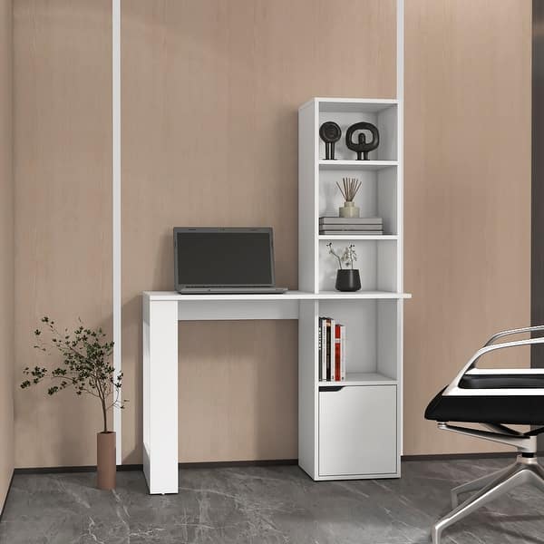 Compact Desk w/ Built-in Bookcase & Storage Cabinet - Bed Bath & Beyond ...