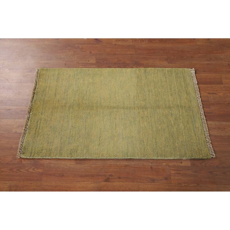 Yellow & Green Gabbeh Oriental Foyer Rug Handmade Wool Carpet - 1'11"x 3'0"