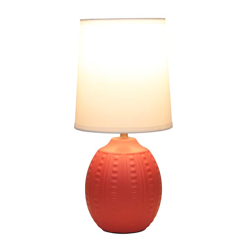 Ceramic Oval Table Lamp with Fabric Shade for Bedroom, Living Room - 6 x 6 x 13 in. (L x W x H)