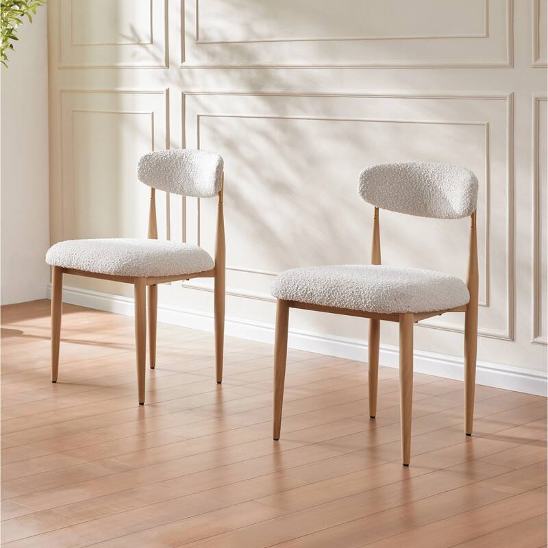 Modern Round Dining Table Set with Upholstered Armless Chairs, 3-Piece Mid-Century Kitchen Table Set