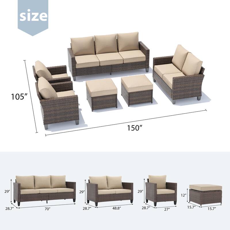 6-piece Outdoor Sectional Sofa Set Patio Furniture Set