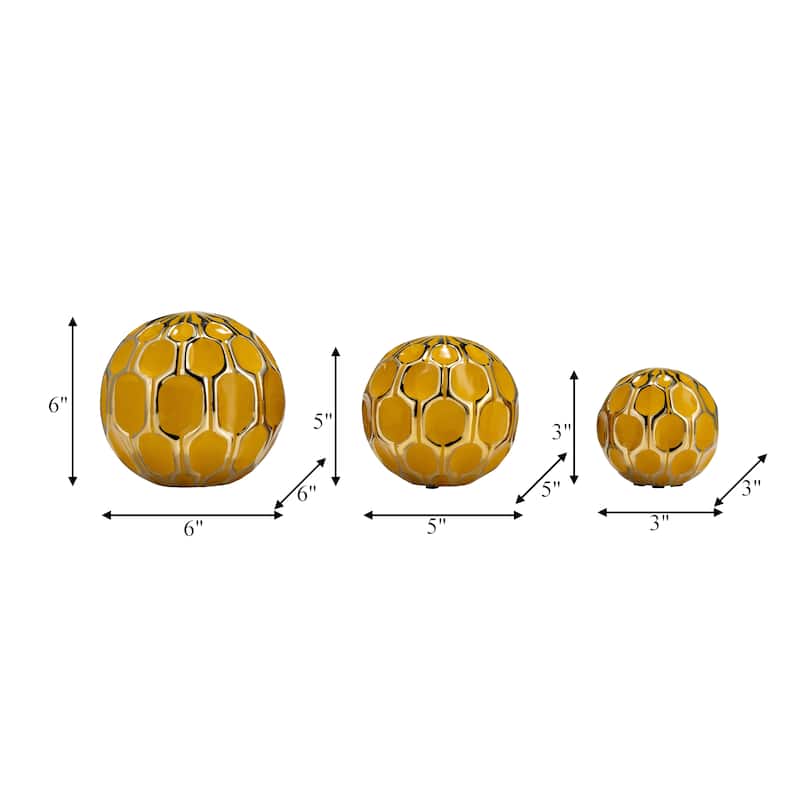 Accented Abstract Modern Coastal Decorative Orbs Set of 3