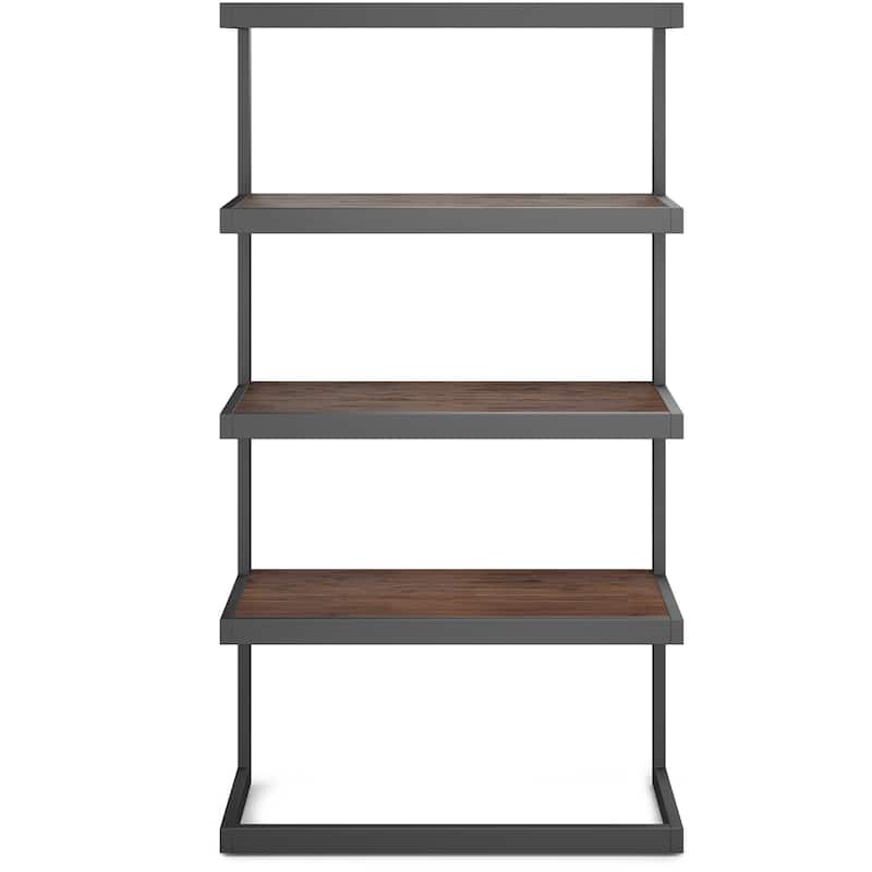 WYNDENHALL Cecilia SOLID ACACIA WOOD and Metal 66 inch x 36 inch Rectangle Industrial Bookcase - 36"w x 16.5"d x 66" h