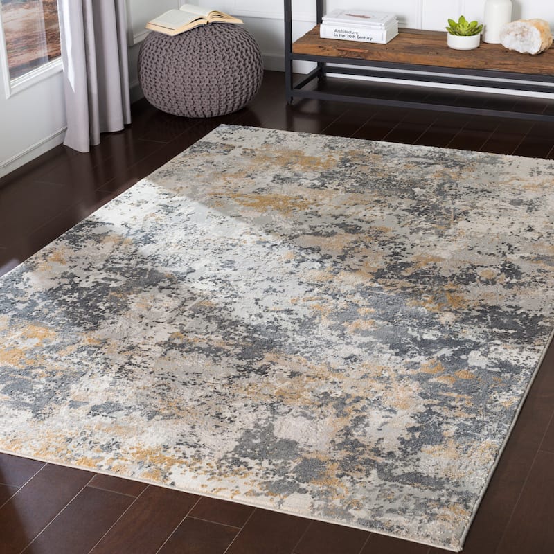 Livabliss Modern & Contemporary Aisha Abstract Area Rug - 7'10" x 10'2" - Yellow/Grey