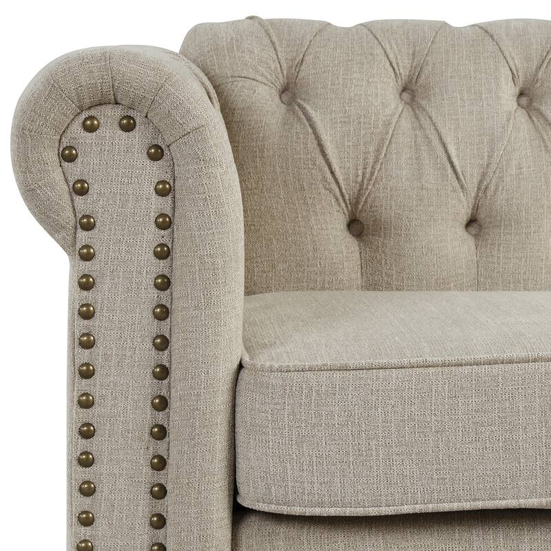 Morden Fort Tufted Upholstered Chesterfield set Loveseat, Sofa 2 PCS for Living Room, Fabric, Linen