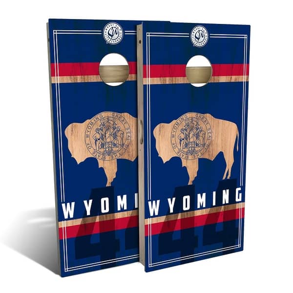 slide 2 of 8, Wyoming State Flag 2 Outdoor Cornhole Board Set Backyard 2x4 - Include Carrying Case