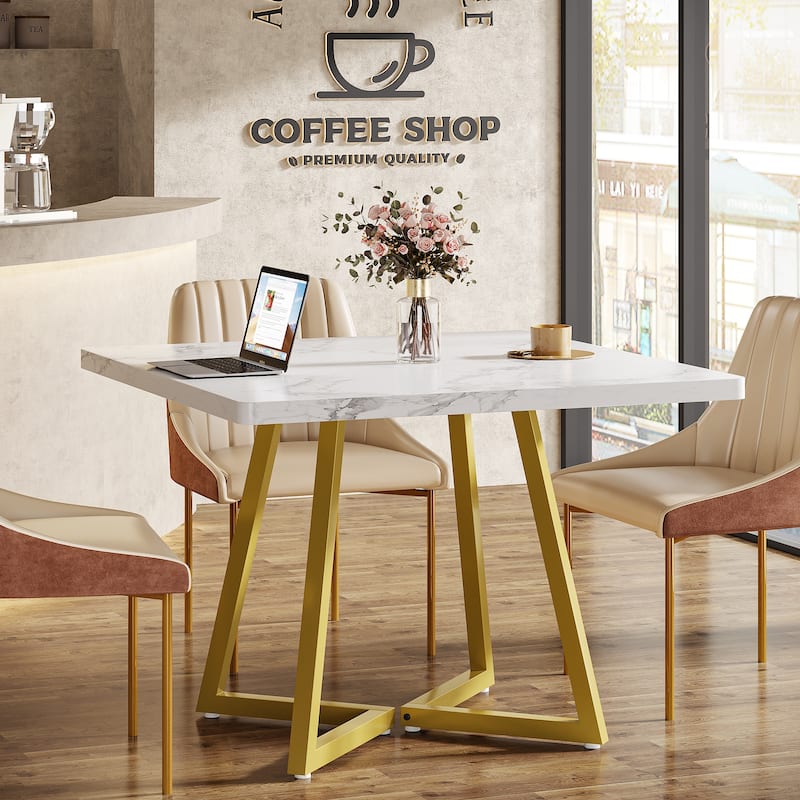 Square Dining Table for 4, 31.5" Industrial Dinner Table for Small Space - 1 PC - White