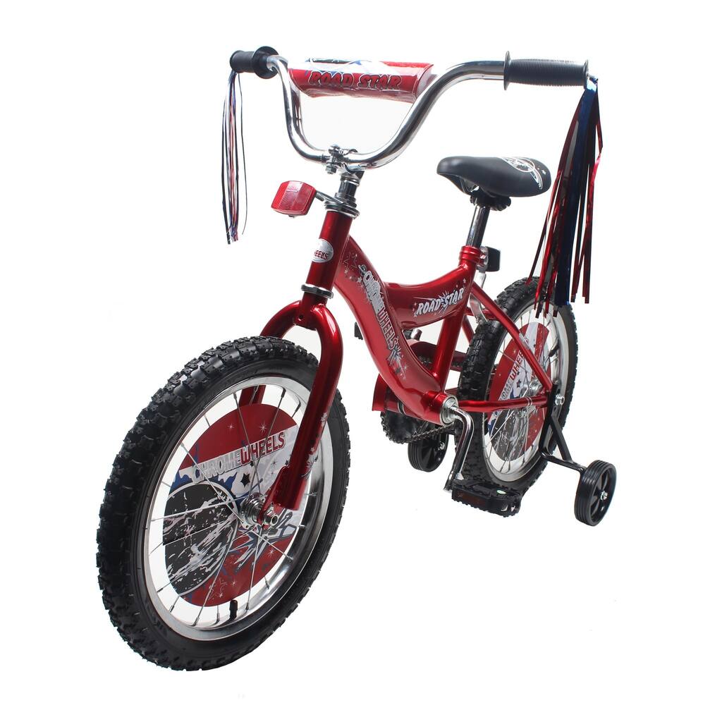 ChromeWheels Road Fairy 16" BMX S-Type Frame Coast Brake, Chrome Rims with EVA White Tire, Training Wheels