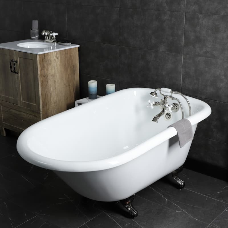 Kingston Brass Tub Wall Mount Clawfoot Tub Faucet with Hand Shower in Polished Chrome